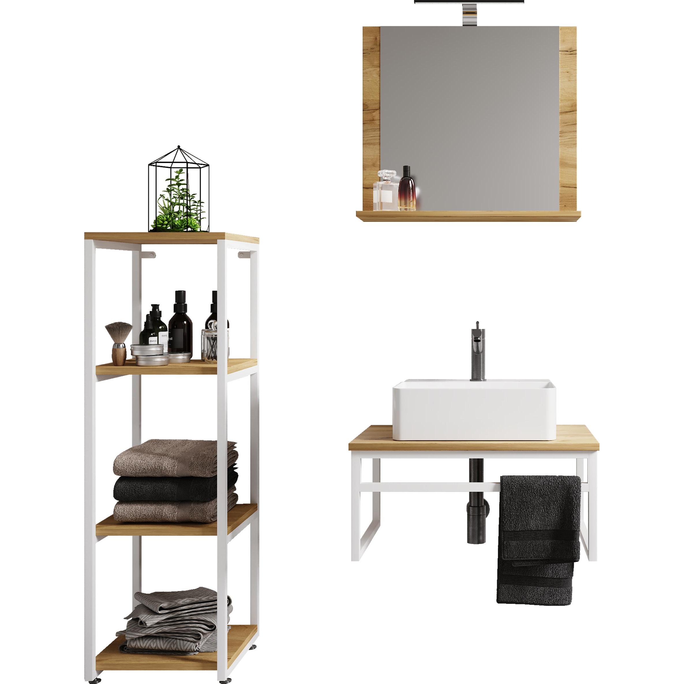 Thumbnail - VCM, Badmöbelset, 4-tlg. Waschplatz Waschbecken Bitila 60 V2