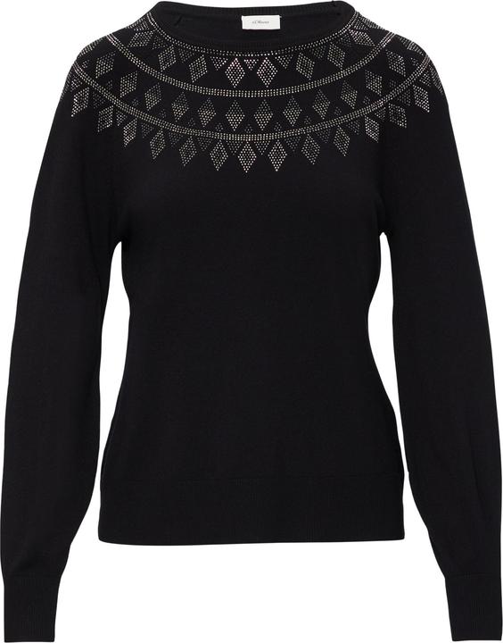 Produktbild s.Oliver Strickpullover Feinstrickpullover mit Strass-Details (36)