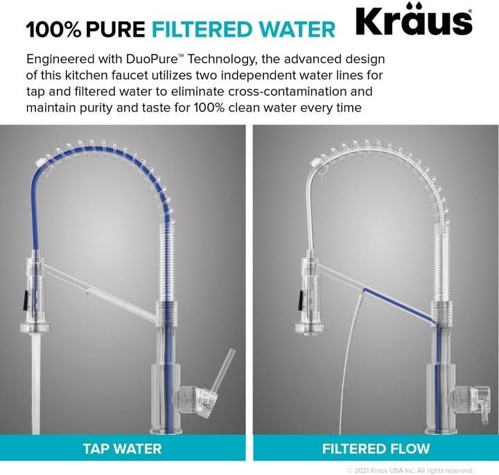 Actual product image Kraus Single-Handle Pull-Down Sprayer Kitchen Faucet Water Filtration System