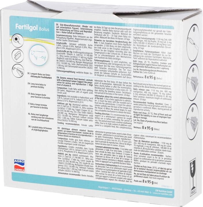 Nutritional values and ingredients Magni Fertigol bolus, beta-carotene bolus, 8 boluses/package