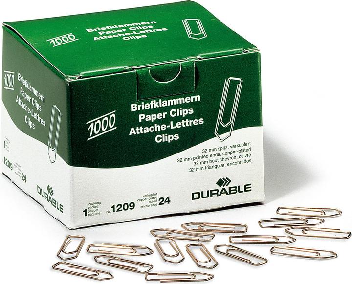 Immagine prodotto Durable Graffette, placcate in rame, 32 mm Contenuto: 1.000 pezzi in scatola pieghevole (1209-24) (1x)
