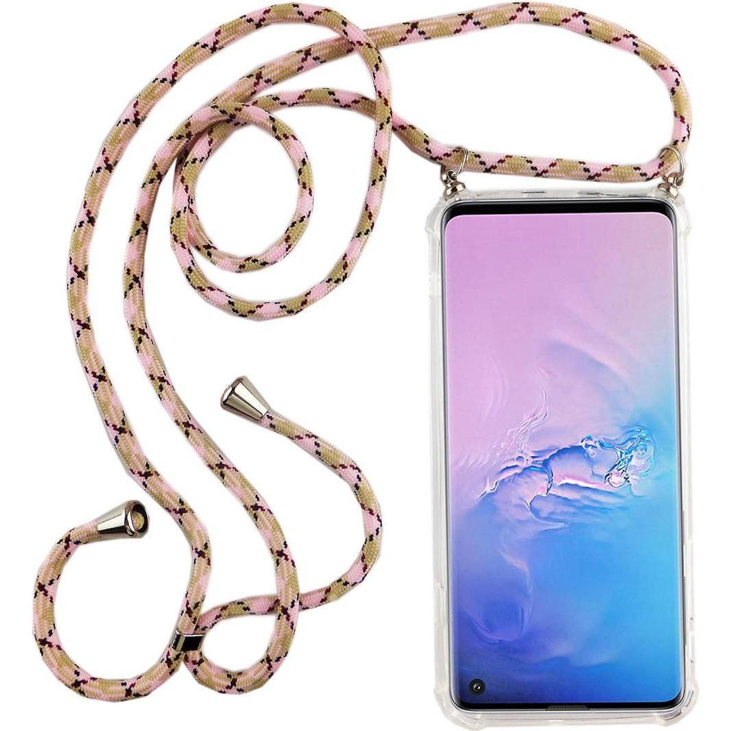 König Design Handykette für Samsung Galaxy S10 mit Band Case zum umhängen mit Kordel Rosa Neu, Handykette, Transparent