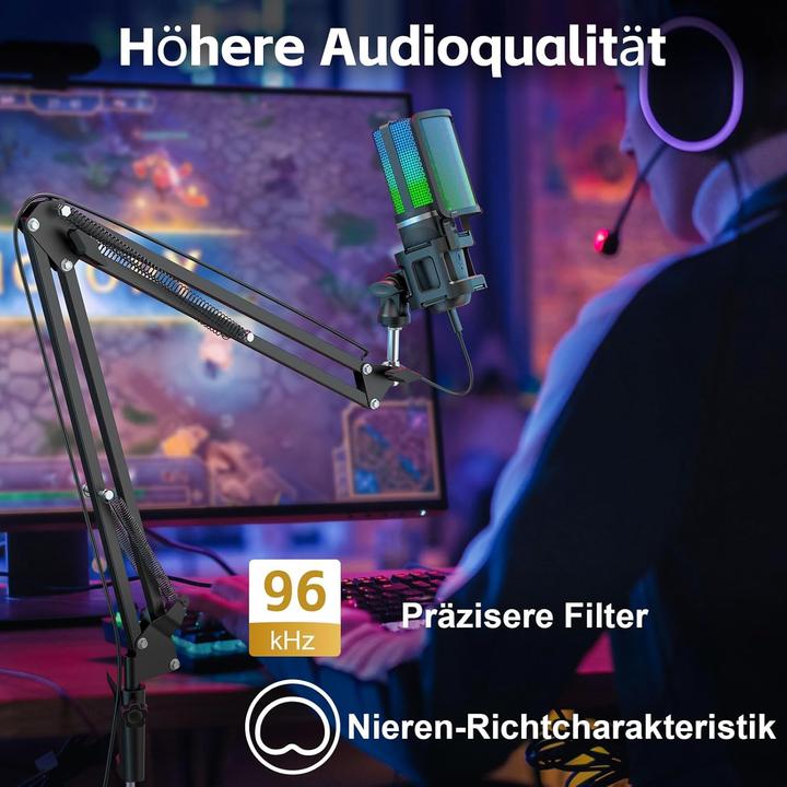 Produktbild Zealsound USB Gaming Mikrofon A68S mit RGB/Mute & Ständer-Set