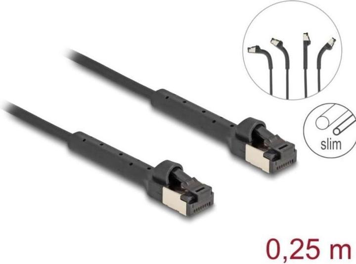 Actual product image Delock RJ45 Slim network cable Cat.6A U/FTP angled black (U/FTP, CAT6a, 0.25 m)