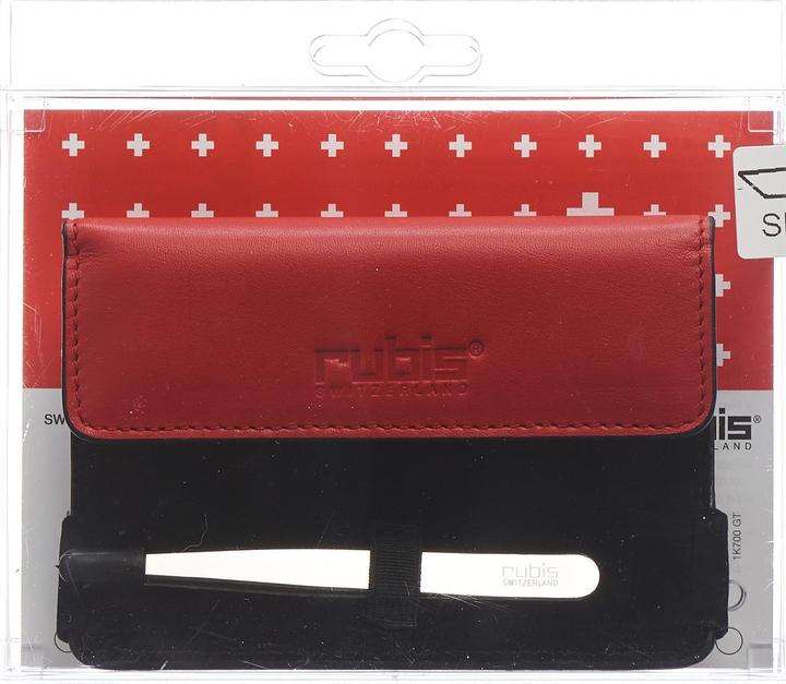 Actual product image Rubis Tweezers Shiny with case, oblique, silver