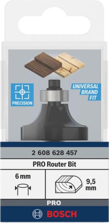 Produktbild Bosch Professional Zubehör Abrundfräser, 6 mm, R1 9,5 mm, D 31,8 mm, L 16,2 mm, G 57 mm