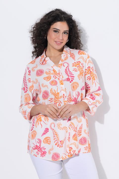 Immagine prodotto Ulla Popken Camicia in misto lino con colletto da camicia e maniche a 3/4 (48)