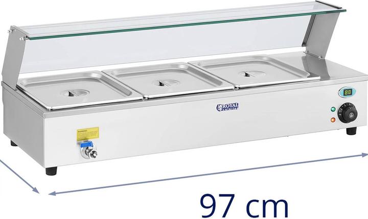 Produktbild Royal Catering Speisenwärmer Bain Marie Warmhalter Heisse Theke 3 x GN 1 2 Edelstahl Behälter