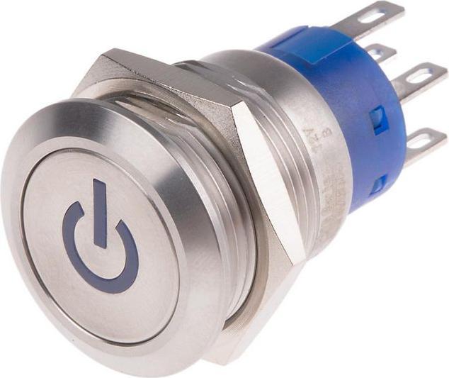 Produktbild RS PRO 19mm,stainless,DPDT,Ltch,Pwrlogo,Bl,12V