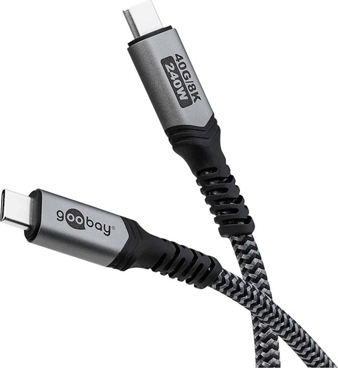 Produktbild Goobay USB-C-Kabel mit Textilmantel, USB4, 240 W, 40 Gbit/s, Power Delivery, 1,8 m (1.80 m, USB 4.0, 240 W)