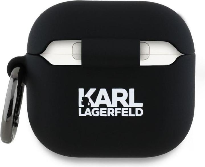 Productafbeelding Karl Lagerfeld KLA4RUNKCHK AirPods 4 hoesje zwart/zwart Siliconen Karl&Chaupette Hoofd 3D (Koptelefoon tas)