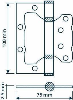Haushalt SCHARNIERDEUR 100X75X2,5MM MESSING VEROUDERD