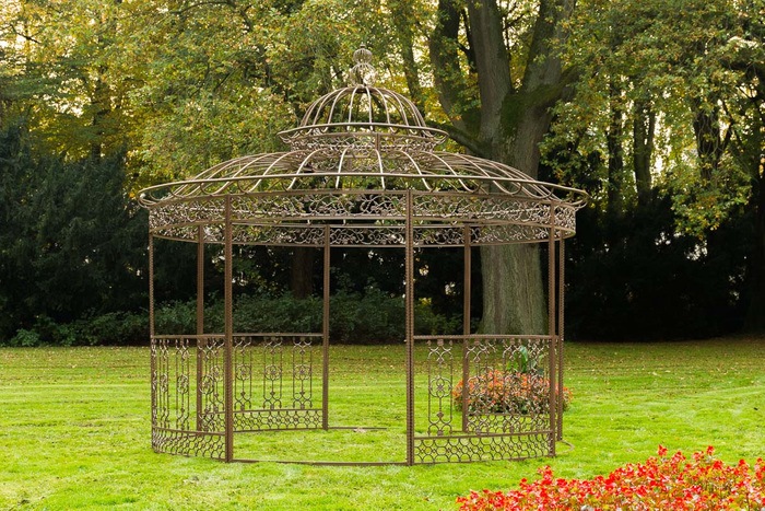 Actual product image Swisshandel24 Luxury Pavilion Romantic V2 round 350 cm antique brown (350 cm, 350 cm)