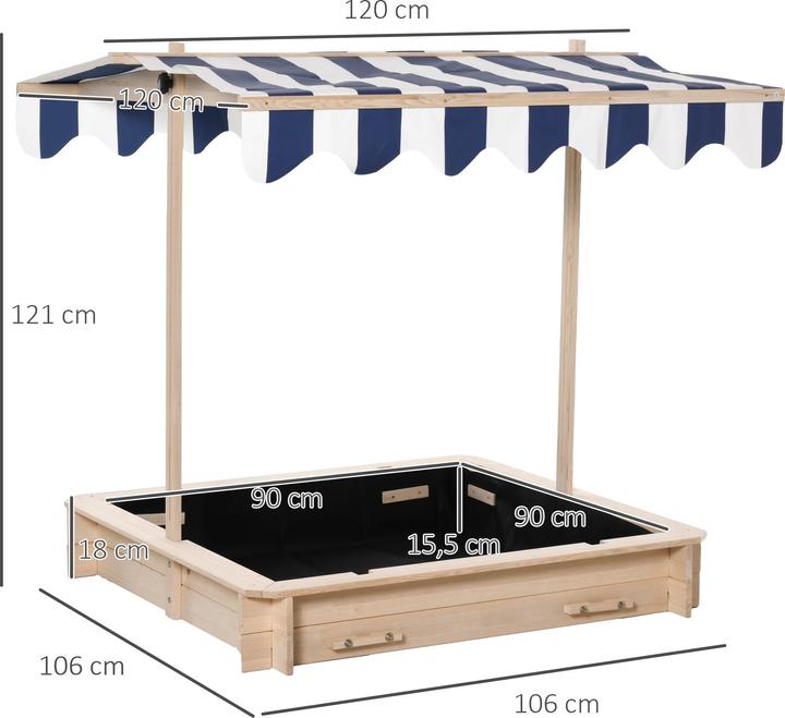 Actual product image Outsunny Sandpit with adjustable roof