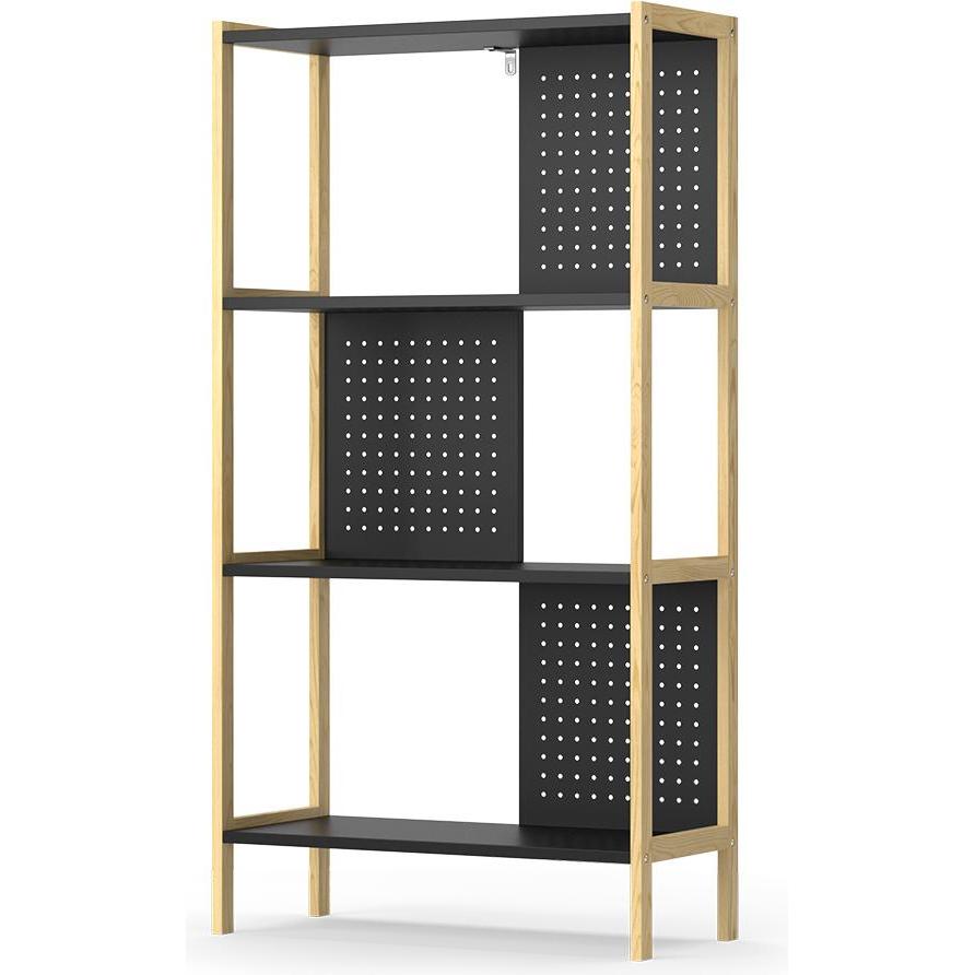 Vichy, Regal, Standregal Elvia, Schwarz/Kiefer, 63 x 120 cm