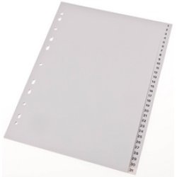 Actual product image Prooffice Plastic register, numbers, A4, 10 pieces