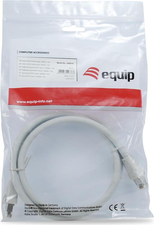 Image du produit equip RJ-45 - RJ-45, M/M S/FTP, 24AWG PoE++, LSZH (S/FTP, CAT8.1, 1 m)