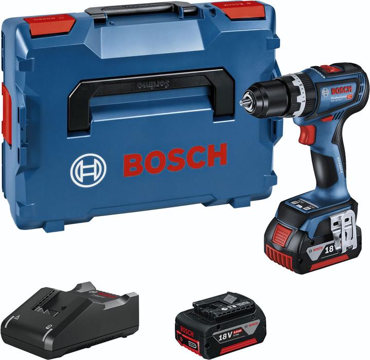 Schnellladegerät GAL 18V-40 Professional, 1/1 L-BOXX-Einlage für Gerät, L-BOXX 136, 2x Akku GBA 18V 4.0Ah, Akku-Schlagbohrschrauber GSB 18V-90 C