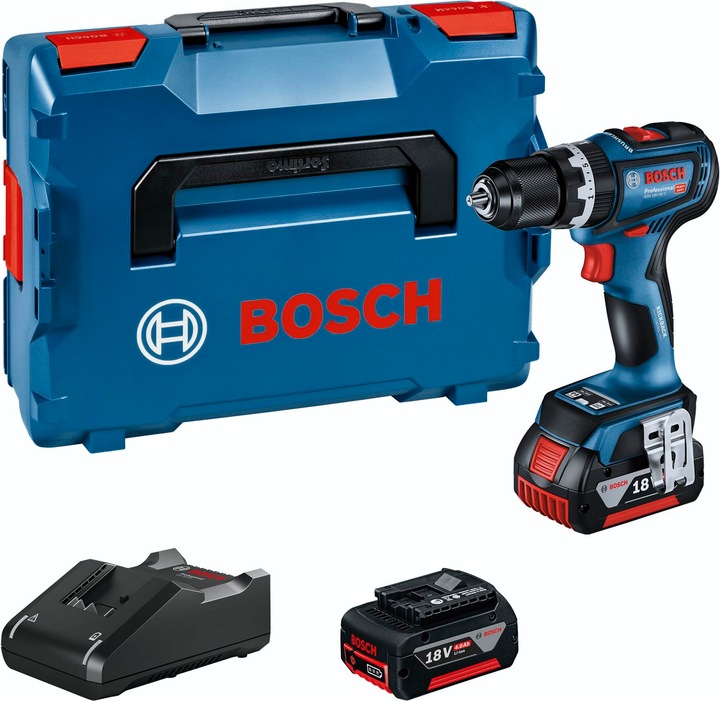 Quick charger GAL 18V-40 Professional, 1/1 L-BOXX insert for appliance, L-BOXX 136, 2x rechargeable battery GBA 18V 4.0Ah, Cordless impact drill GSB 18V-90 C