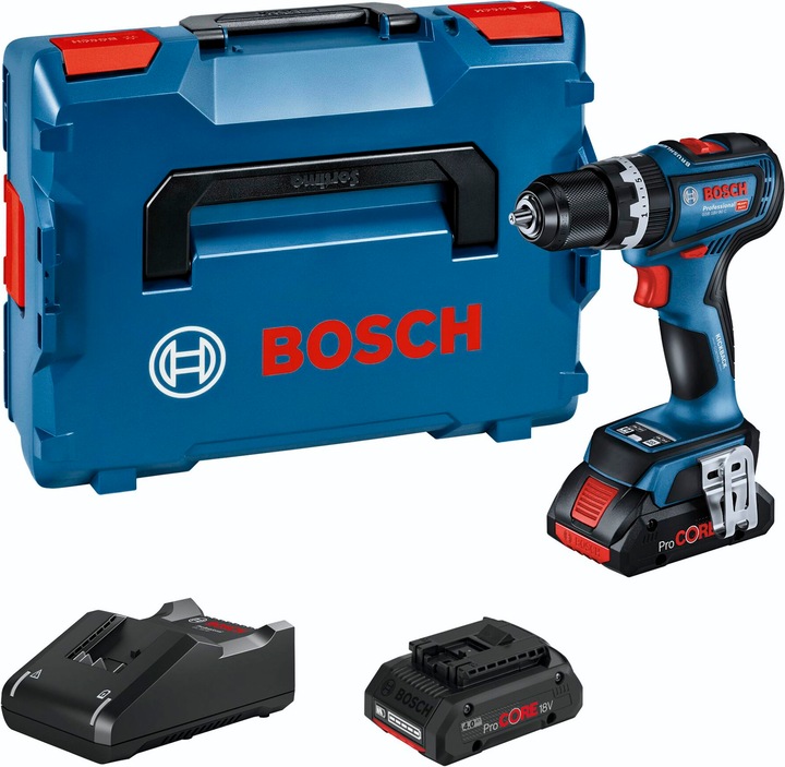2x ProCORE18V 4.0Ah rechargeable battery, Quick charger GAL 18V-40 Professional, 1/1 L-BOXX insert for appliance, L-BOXX 136, Cordless impact drill GSB 18V-90 C