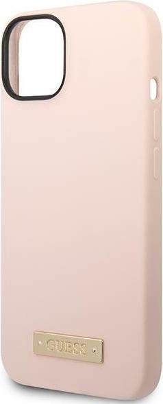 Produktbild Guess Silicone Metal Logo MagSafe Compatible Case für Apple iPhone 14 - pink (Apple iPhone 13, Apple iPhone 14, Apple iPhone 15)