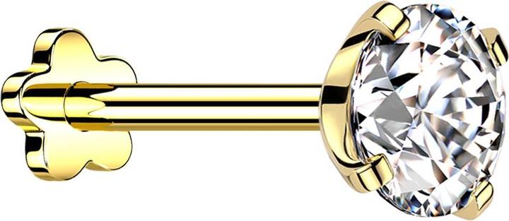 Actual product image Star Piercing Micro Threadless Labret Blume vergoldet mit Kristall silber gefasst (without brass, Titanium)