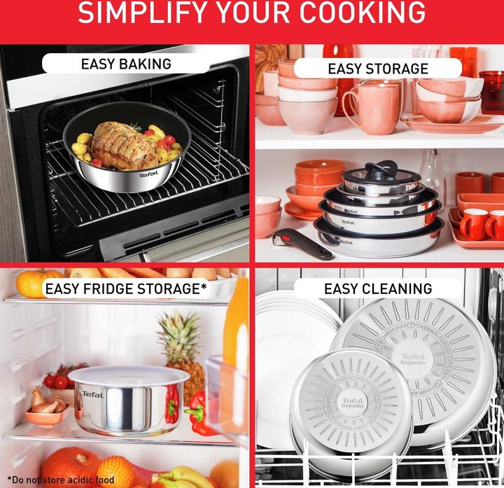 Produktbild Tefal Ingenio Emotion Cookware Set, 4 pieces, stainless steel (Kochtopf, Edelstahl)