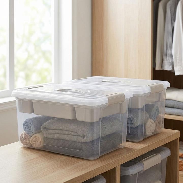 Image du produit Storage Solutions 2er-Set Grosse Aufbewahrungsbox 16L mit Organizer & Deckel, transparent, stabil (29.20 cm, 16 l, 2x)