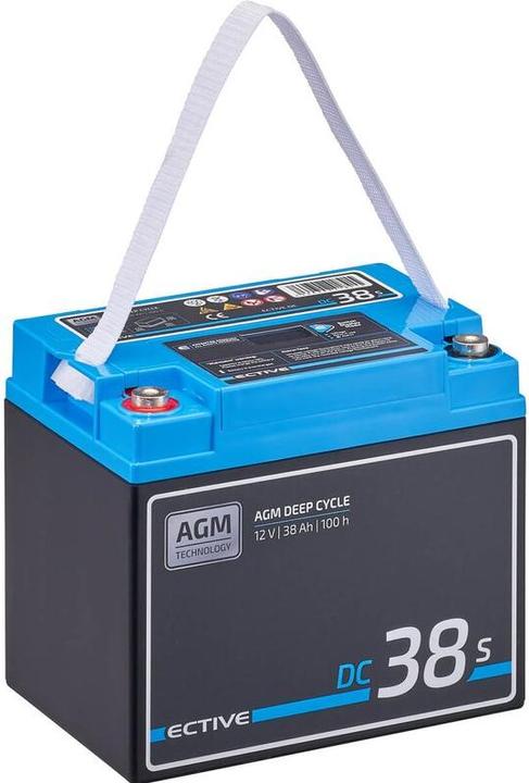 Immagine prodotto Ective Batteria di alimentazione AGM a ciclo profondo 12V 38Ah con display batteria camper (12 V, 38 Ah)
