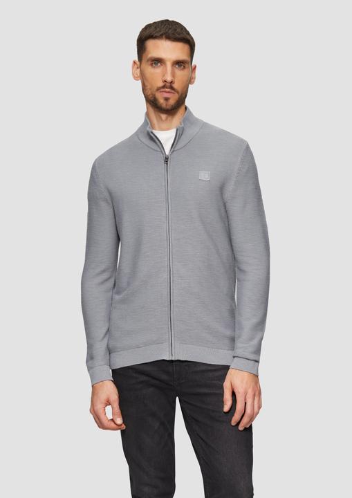 Produktbild s.Oliver Strickjacke Strukturierte Strickjacke mit Logo-Patch (L)