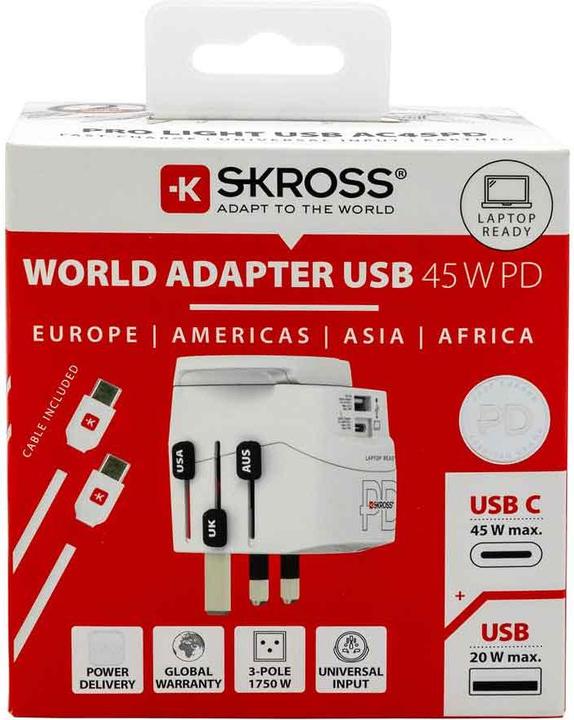 Actual product image Skross PRO Light USB AC45PD World