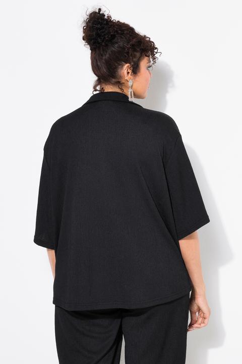 Actual product image Ulla Popken Lightly Textured 3/4 Sleeve Button Down Blouse (50, 52)