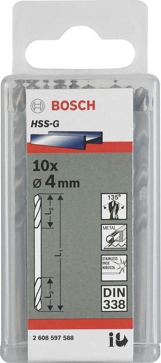 Produktbild Bosch Professional Zubehör Doppelendbohrer HSS-G, 4,5 x 17 x 58 mm, 10er-Pack (4.5 mm)