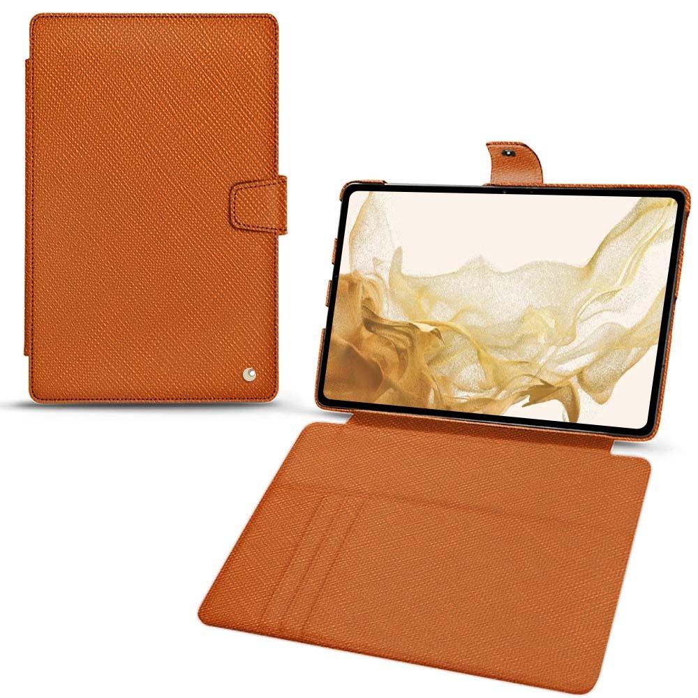 Noreve Lederschutzhülle Wallet (Galaxy Tab S8), Tablet Hülle, Orange