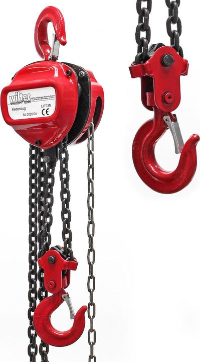 Actual product image Wiltec Chain hoist 5000kg 5t, 3m chain length, lifting height 2.5m, pulley block hoist