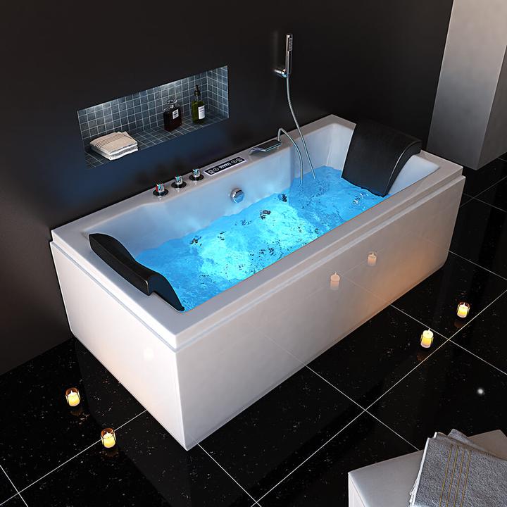 Image du produit Home Deluxe Baignoire à hydromassage avec LED de luminothérapie BLUE DIVE PURE M - 180x90cm (90 cm, 180 cm)