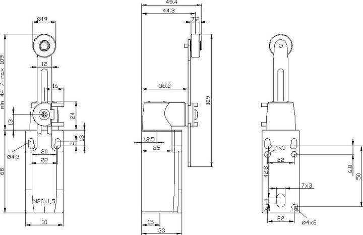 Produktbild Siemens Positionsschalter Schwenkhebel 3SE5232 0HK5