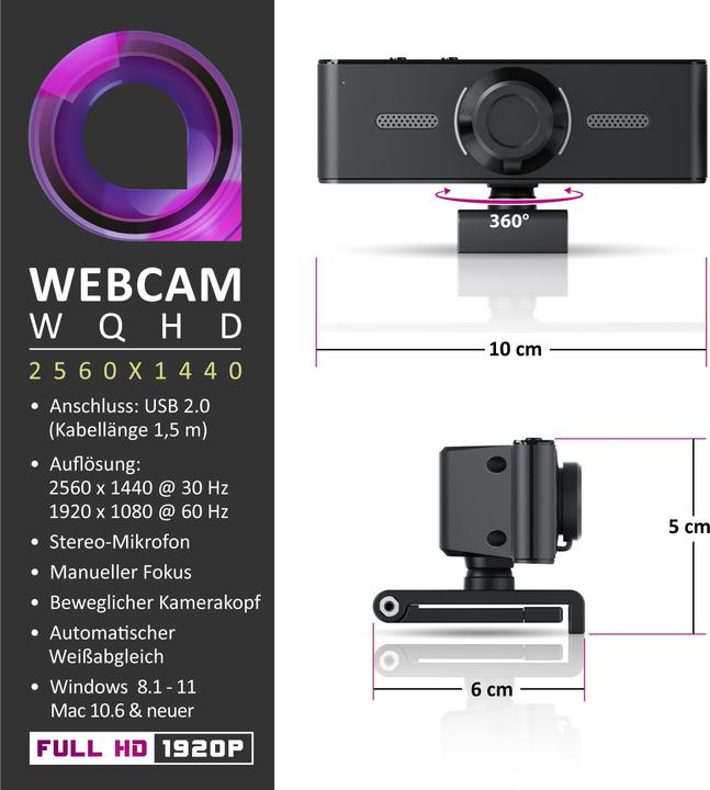 Produktbild Aplic Webcam 2K (5 Mpx)