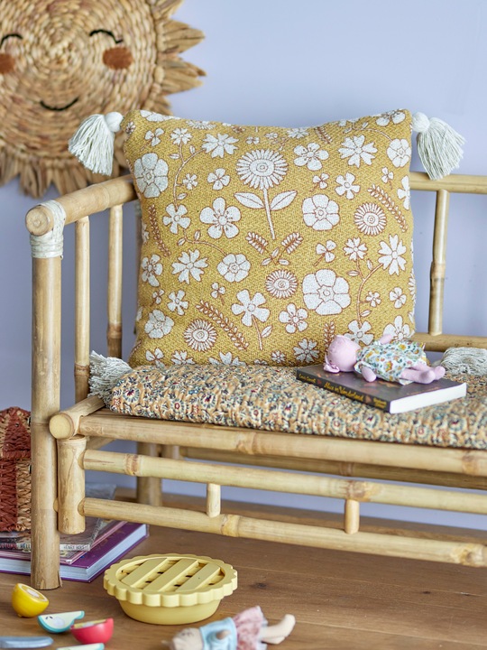Image du produit Bloomingville Mini Camille Cushion, Jaune, Coton recyclé (40 x 40 cm)