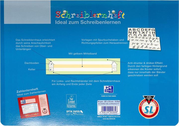 Produktbild Oxford Schreiblernheft A4 quer (A4, Liniert, Weicher Einband)