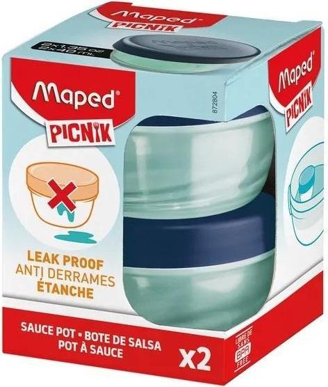 Produktbild Maped PICNIK Dressingbox ORIGINS, rund, 2er-Set, 40 ml aus PP, Behälter transluzent, Deckel blau, auslauf