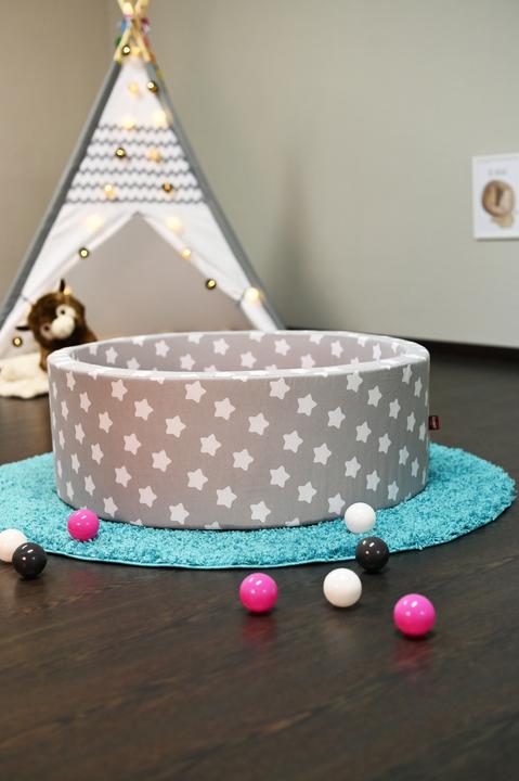 Actual product image Knorrtoys Bällebad soft - "Grey white stars" - 300 balls creme/grey/rose (ca. 6cm Durchmesser)