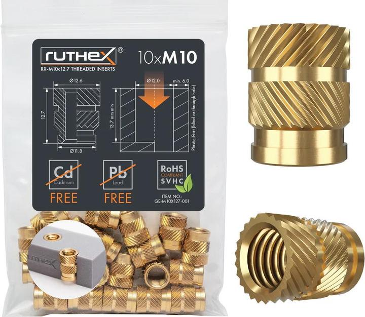 Actual product image Ruthex M6 threaded insert – Rx-M10x12,7 - 10 pcs (M10)