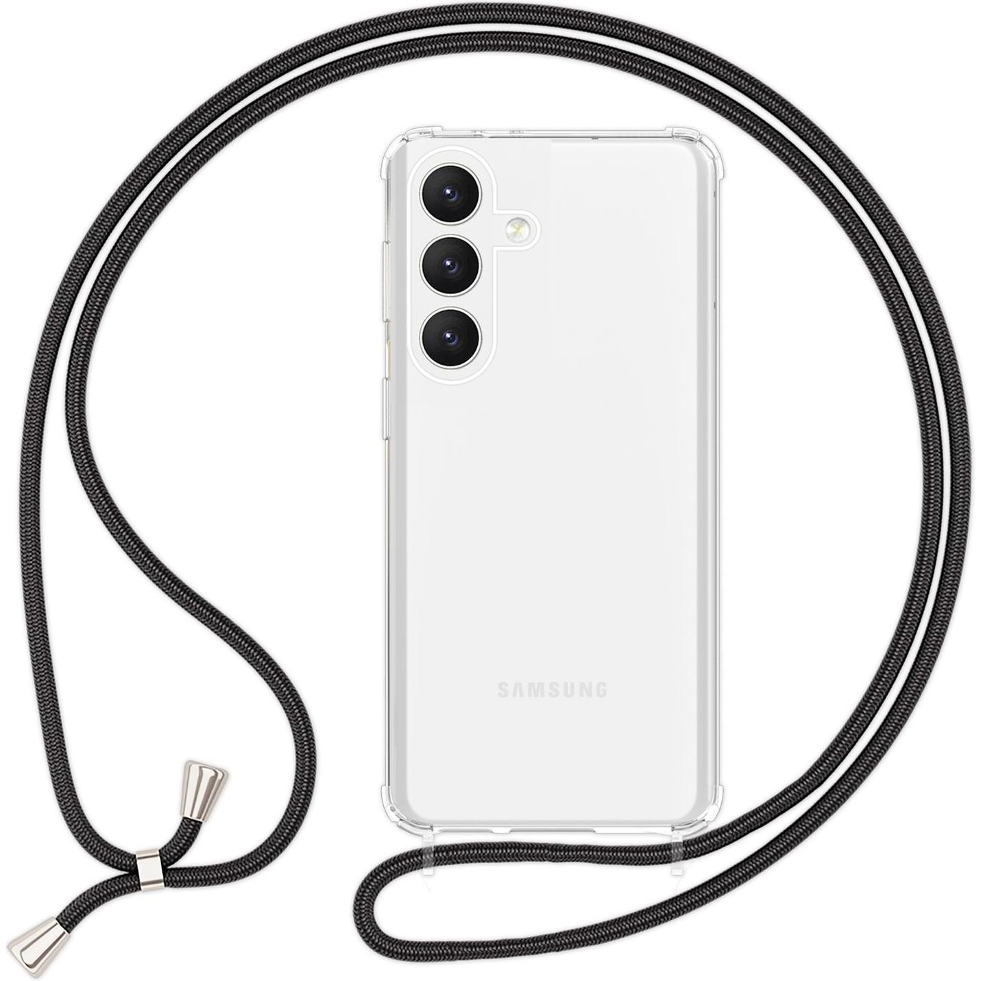 Nalia Klare Hybrid Hülle mit Kette zum Umhängen, Handykette, Schwarz