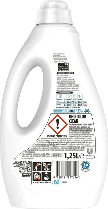 Produktbild OMO Flüssigwaschmittel Color Clean Duo 2 x 1.25 l (50 Waschgänge, Flüssigwaschmittel)