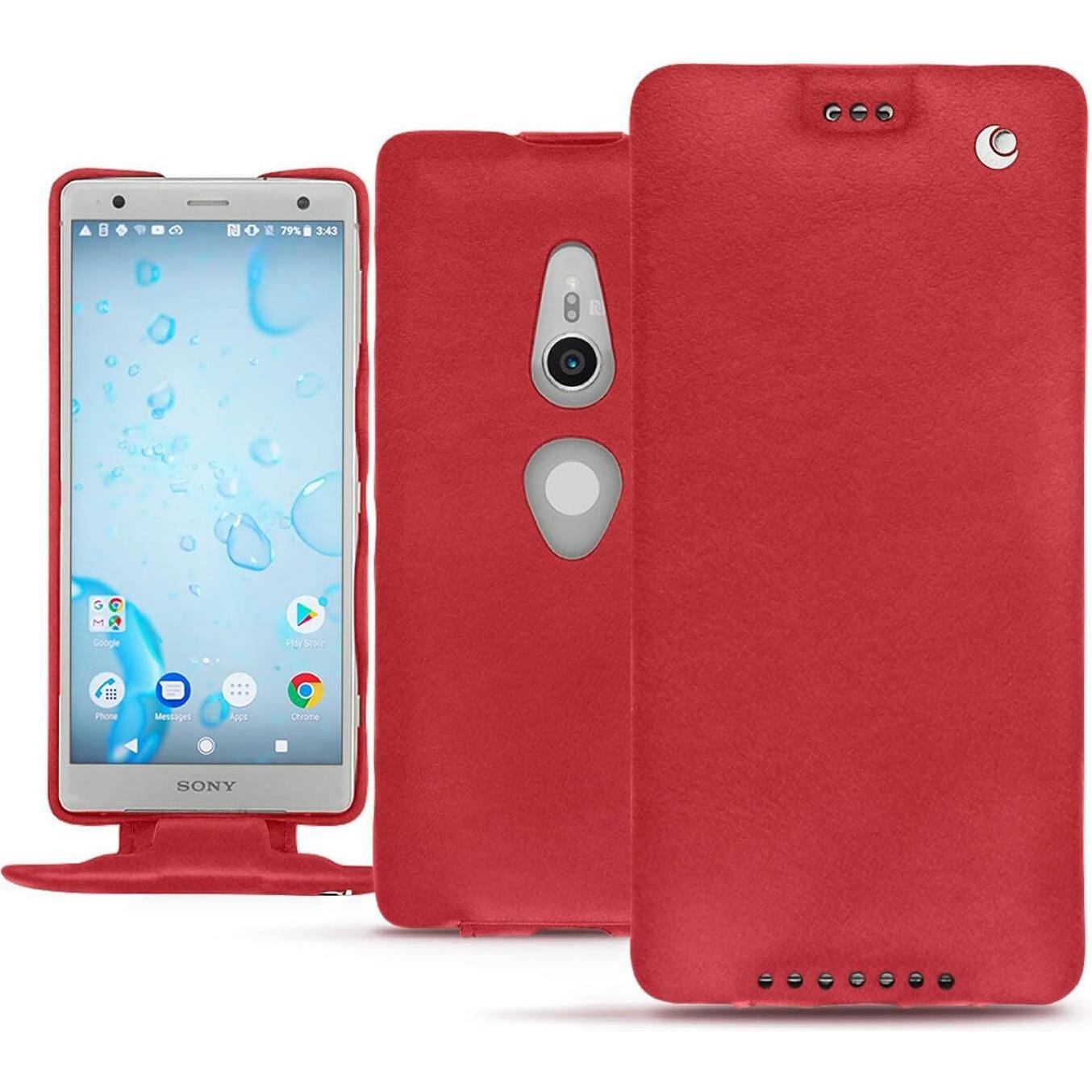 Noreve Lederschutzhülle vertikal (Sony Xperia XZ2), Smartphone Hülle, Rot