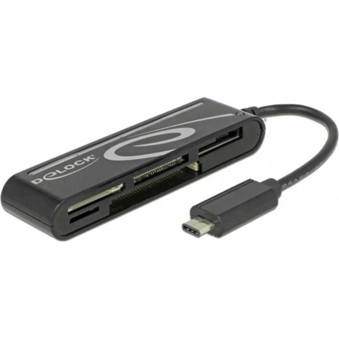 Delock USB 2.0 USB Type-C 5 Slots, schwarz (USB-C), Speicherkartenlesegerät, Schwarz