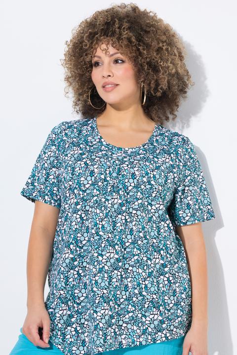 Produktbild Ulla Popken T-Shirt, Zipfelsaum, A-Linie, Biesen, Rundhals, Halbarm (56)
