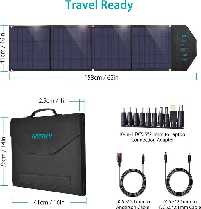 Produktbild Choetech Solar Charger (80 W, 3.90 kg)