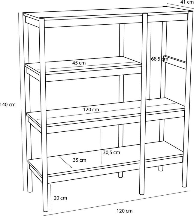 Produktbild Hübsch Seize Regal Naturfarben (120 x 42 x 140 cm)